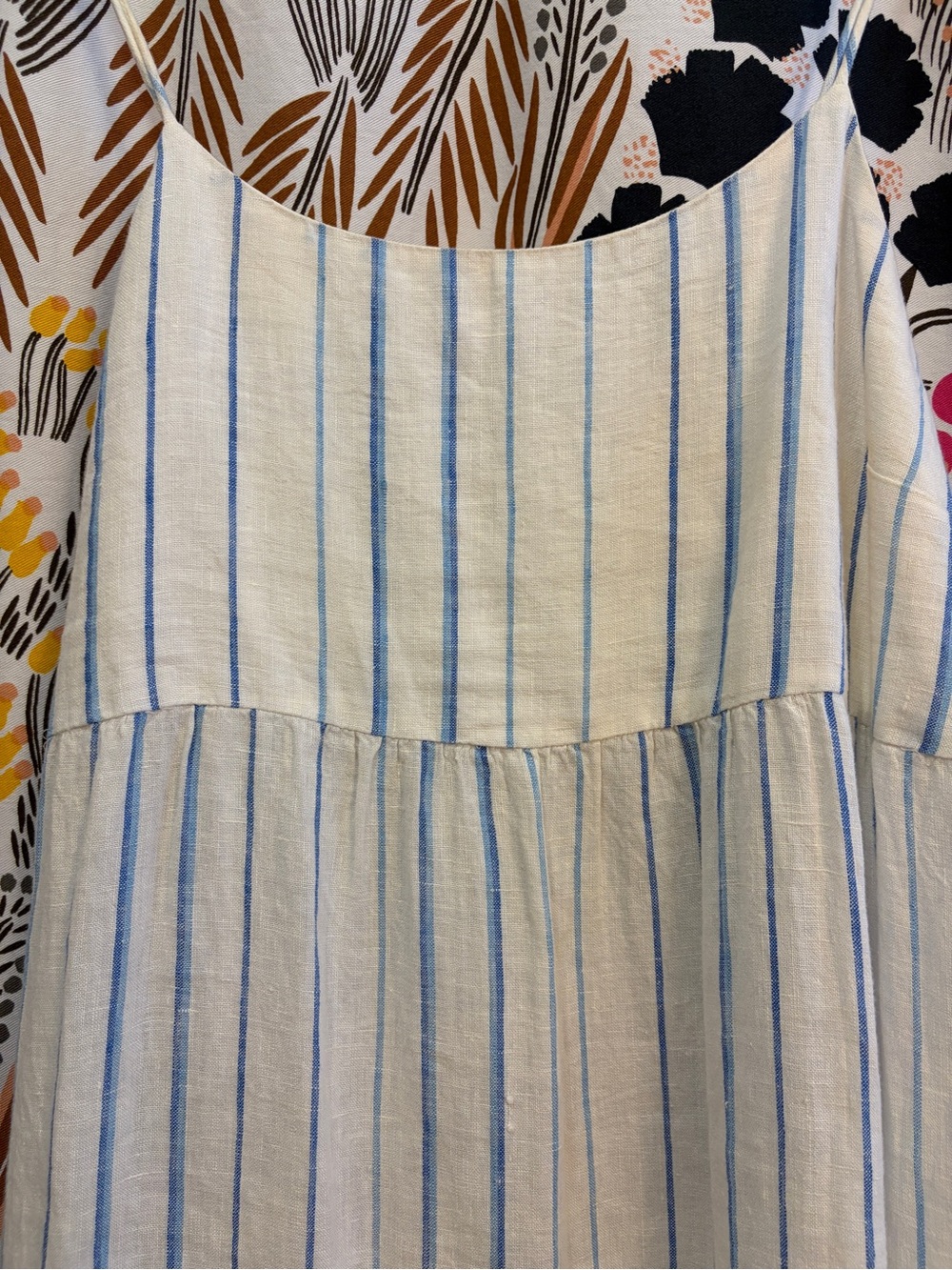 Madewell Striped White & Blue Linen Tiered Sundress - Picture 7 of 11